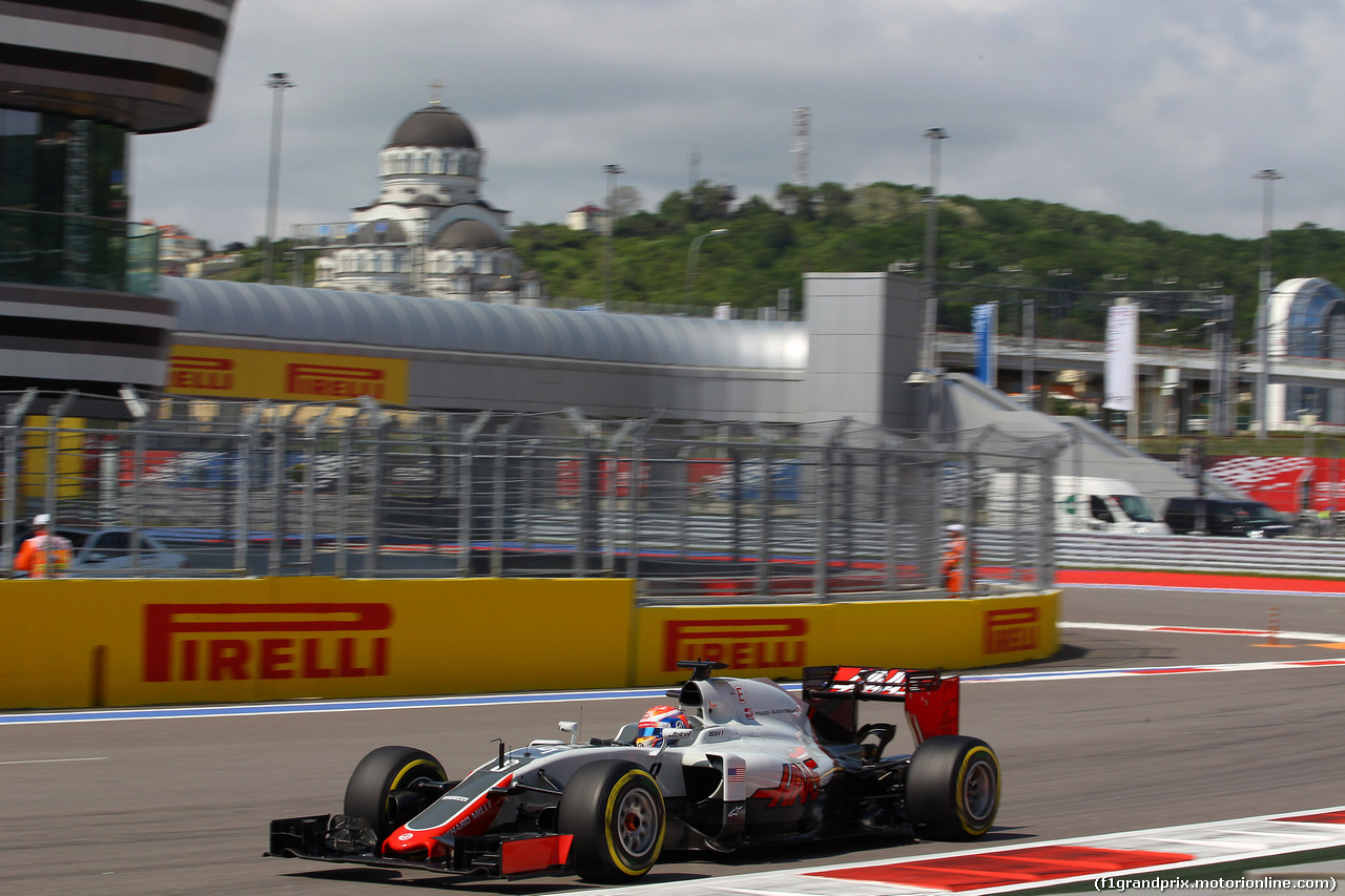 GP RUSSIA, 29.04.2016 - Prove Libere 2, Romain Grosjean (FRA) Haas F1 Team VF-16