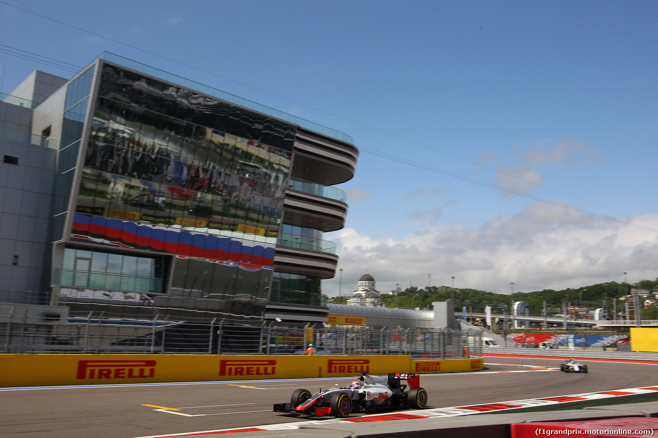 GP RUSSIA, 29.04.2016 - Prove Libere 2, Romain Grosjean (FRA) Haas F1 Team VF-16