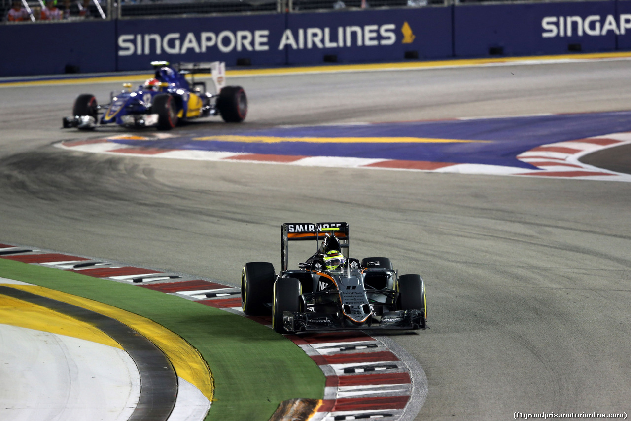 GP SINGAPORE, 18.09.2016 - Gara, Sergio Perez (MEX) Sahara Force India F1 VJM09