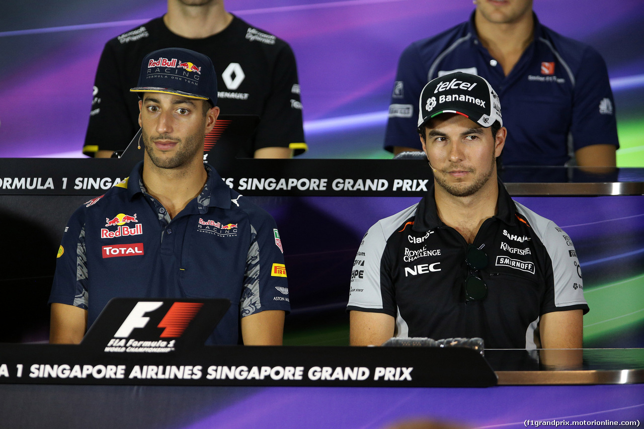 GP SINGAPORE, 15.09.2016 - Conferenza Stampa, Daniel Ricciardo (AUS) Red Bull Racing RB12 e Sergio Perez (MEX) Sahara Force India F1 VJM09
