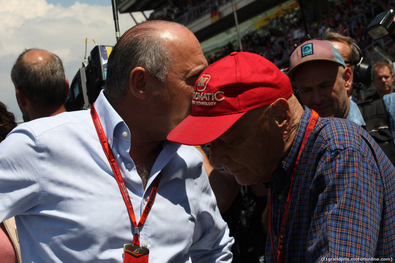 GP SPAGNA, 15.05.2016- Gara, Ron Dennis (GBR) McLaren Executive Chairman e Nikki Lauda (AU), Mercedes