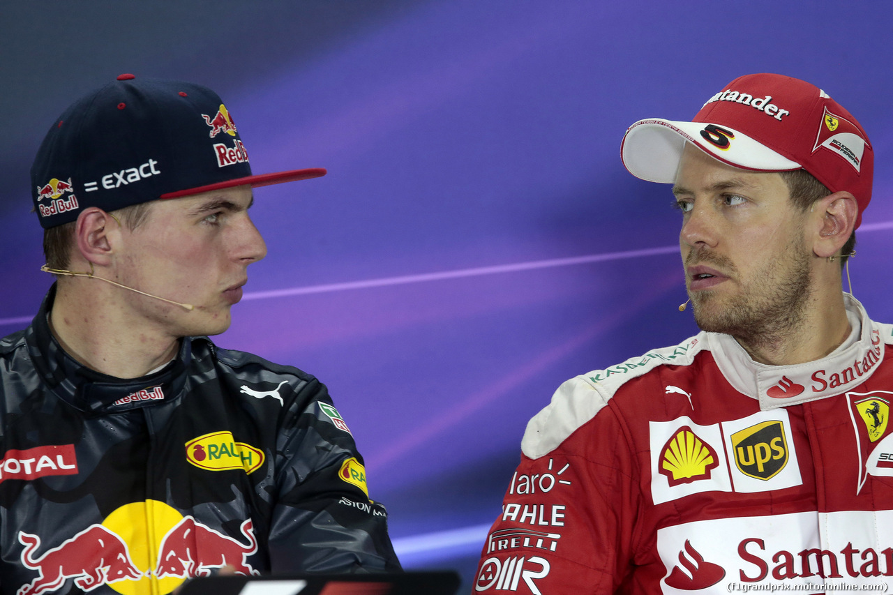 GP SPAGNA, 15.05.2016- Gara 2, Conferenza Stampa, Max Verstappen (NED) Red Bull Racing RB12 e Sebastian Vettel (GER) Ferrari SF16-H