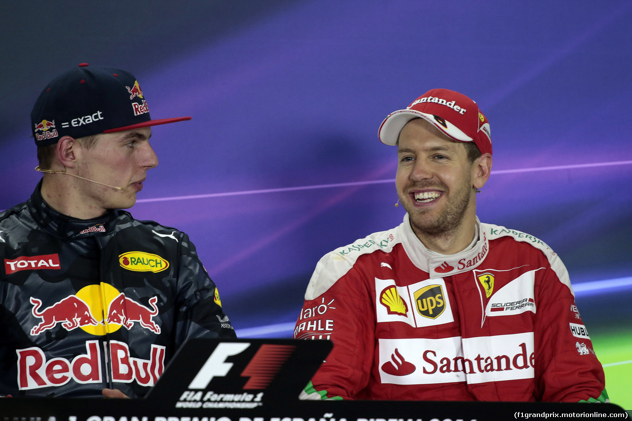 GP SPAGNA, 15.05.2016- Gara 2, Conferenza Stampa, Max Verstappen (NED) Red Bull Racing RB12 e Sebastian Vettel (GER) Ferrari SF16-H