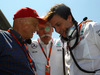 GP SPAGNA, 15.05.2016- Gara, (L-R) Nikki Lauda (AU), Mercedes, Dr. Dieter Zetsche, Chairman of Daimler e Toto Wolff (GER) Mercedes AMG F1 Shareholder e Executive Director