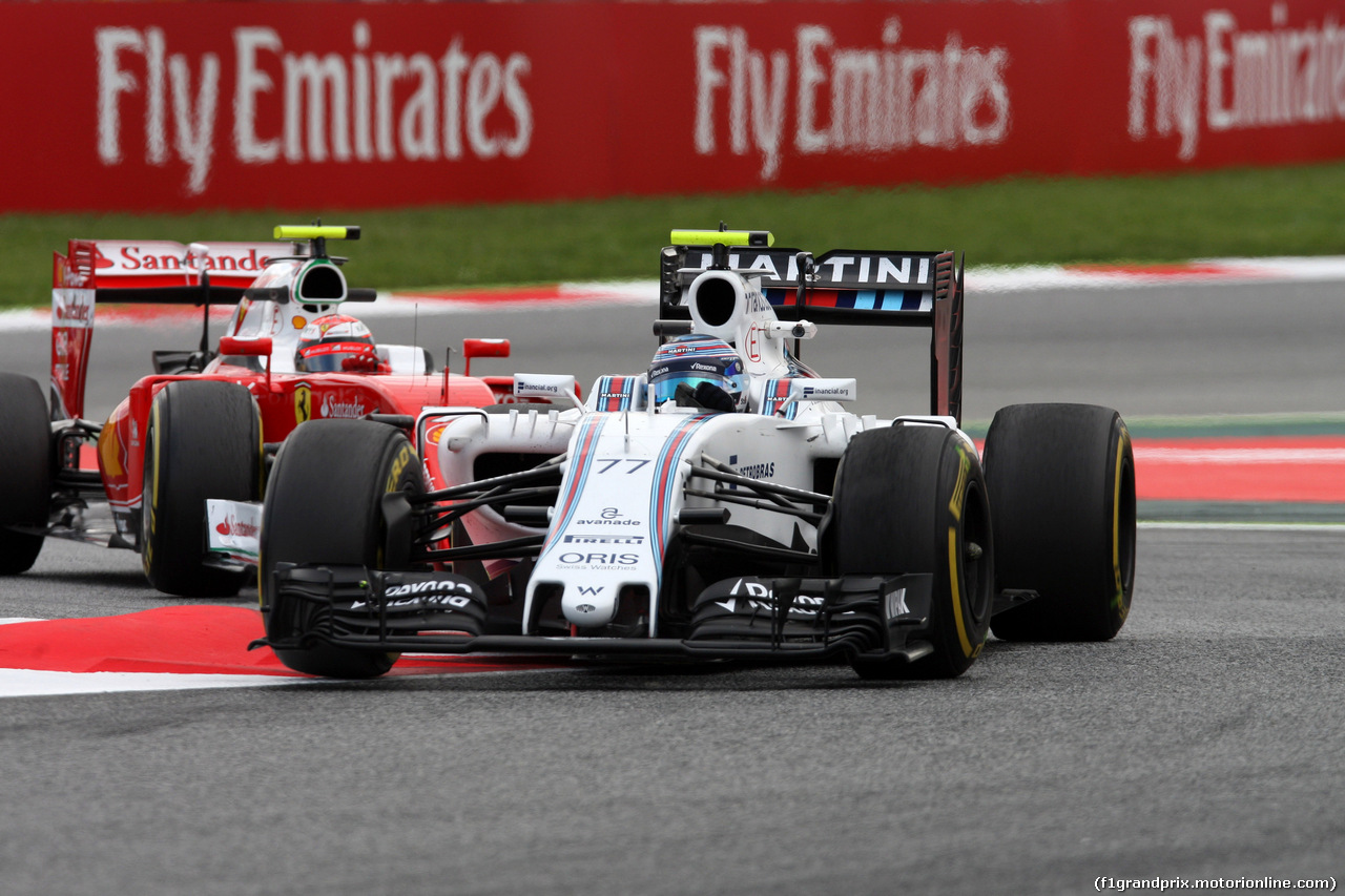 GP SPAGNA, 13.05.2016 - Prove Libere 2, Kimi Raikkonen (FIN) Ferrari SF16-H e Valtteri Bottas (FIN) Williams FW38