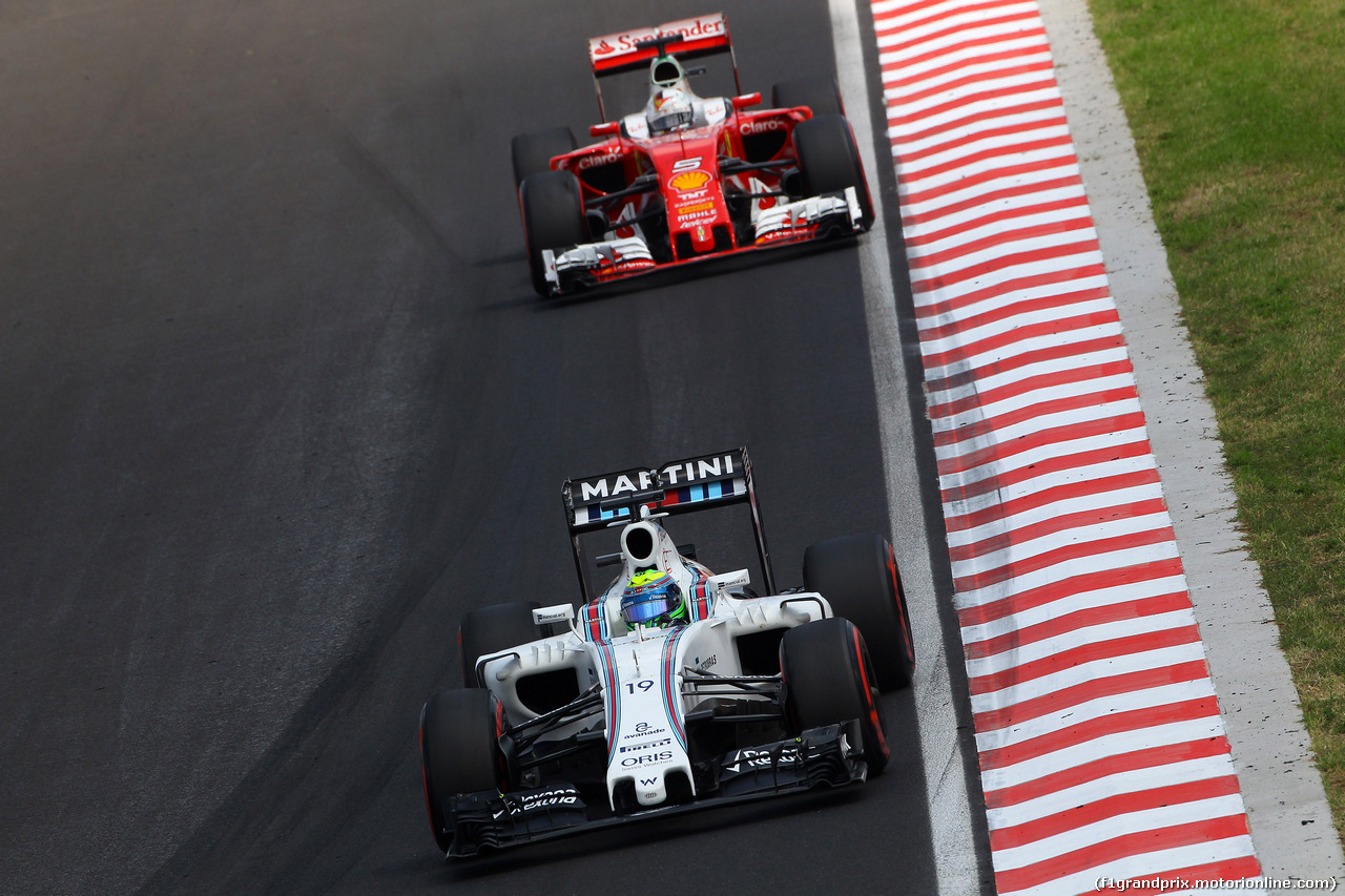 GP UNGHERIA, 23.07.2016 - Prove Libere 3, Felipe Massa (BRA) Williams FW38 e Sebastian Vettel (GER) Ferrari SF16-H