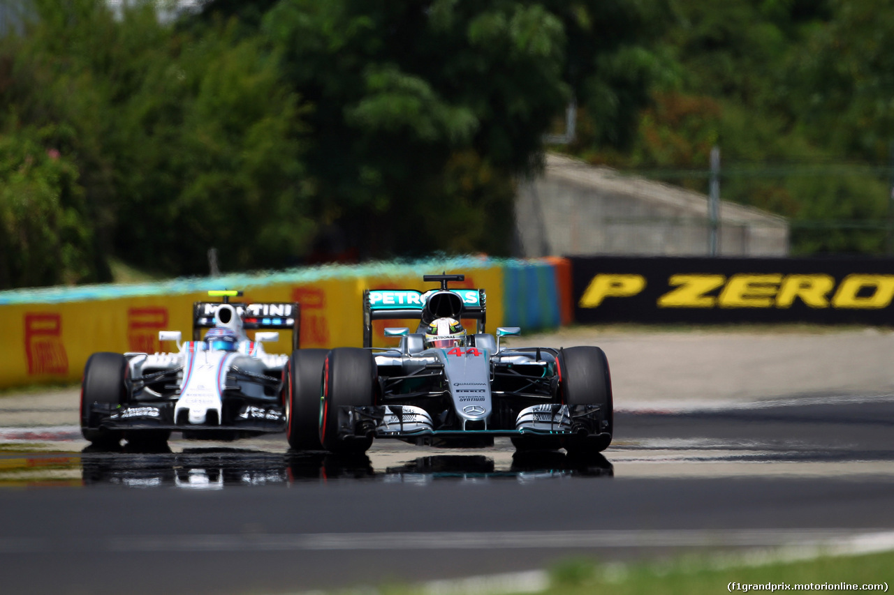 GP UNGHERIA, 23.07.2016 - Prove Libere 3, Valtteri Bottas (FIN) Williams FW38 e Lewis Hamilton (GBR) Mercedes AMG F1 W07 Hybrid