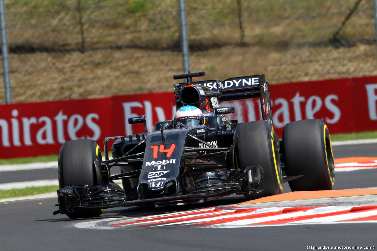 GP UNGHERIA, 22.07.2016 - Prove Libere 1, Fernando Alonso (ESP) McLaren Honda MP4-31