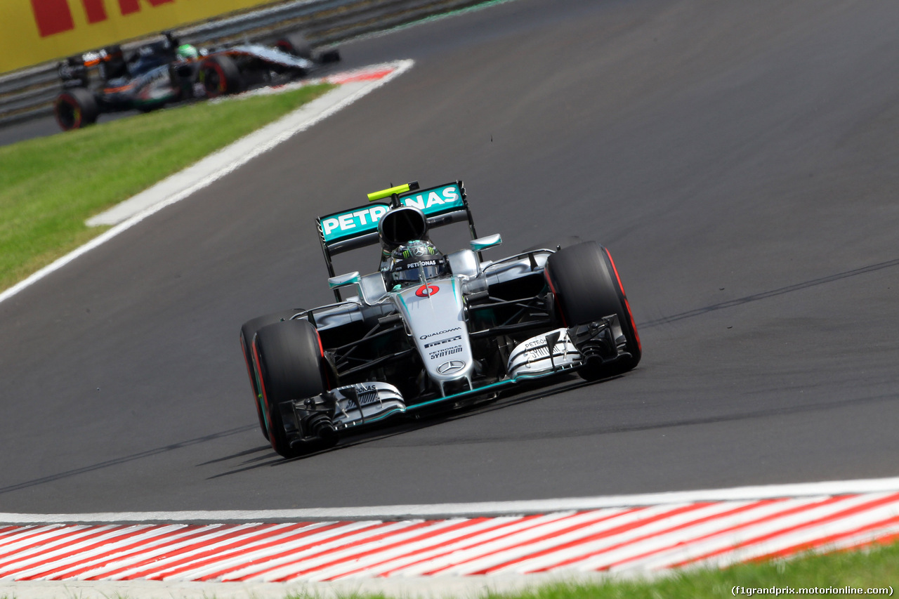 GP UNGHERIA, 22.07.2016 - Prove Libere 2, Nico Rosberg (GER) Mercedes AMG F1 W07 Hybrid e Nico Hulkenberg (GER) Sahara Force India F1 VJM09