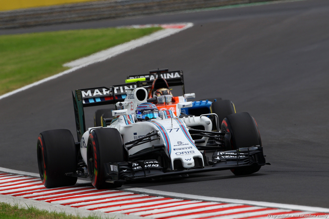 GP UNGHERIA, 22.07.2016 - Prove Libere 2, Valtteri Bottas (FIN) Williams FW38 e Pascal Wehrlein (GER) Manor Racing MRT05