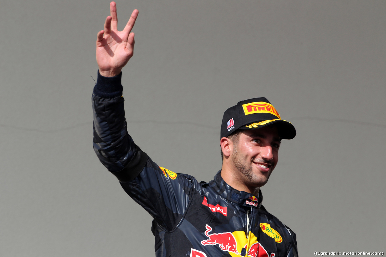 GP USA, 23.10.2016 - Gara, terzo Daniel Ricciardo (AUS) Red Bull Racing RB12