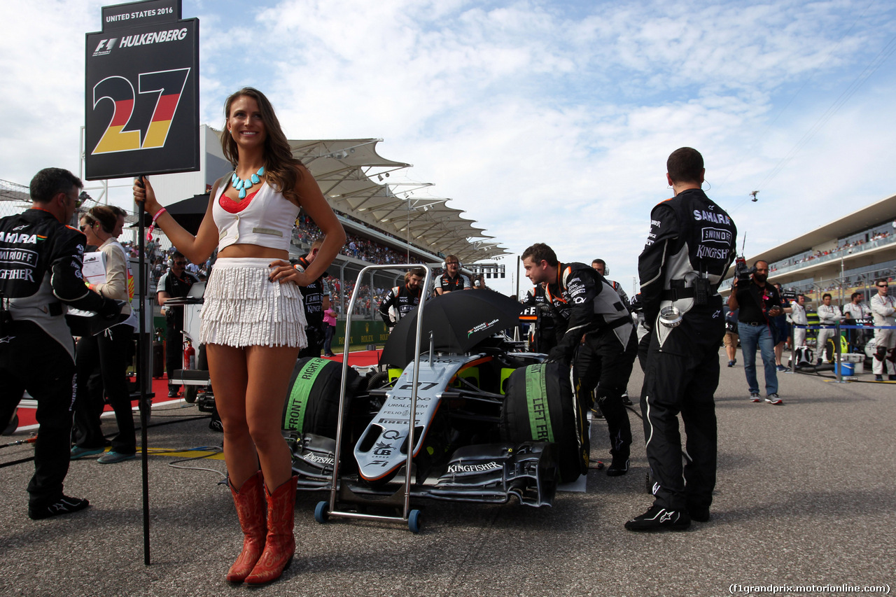 GP USA, 23.10.2016 - Gara, griglia Ragazza of Nico Hulkenberg (GER) Sahara Force India F1 VJM09