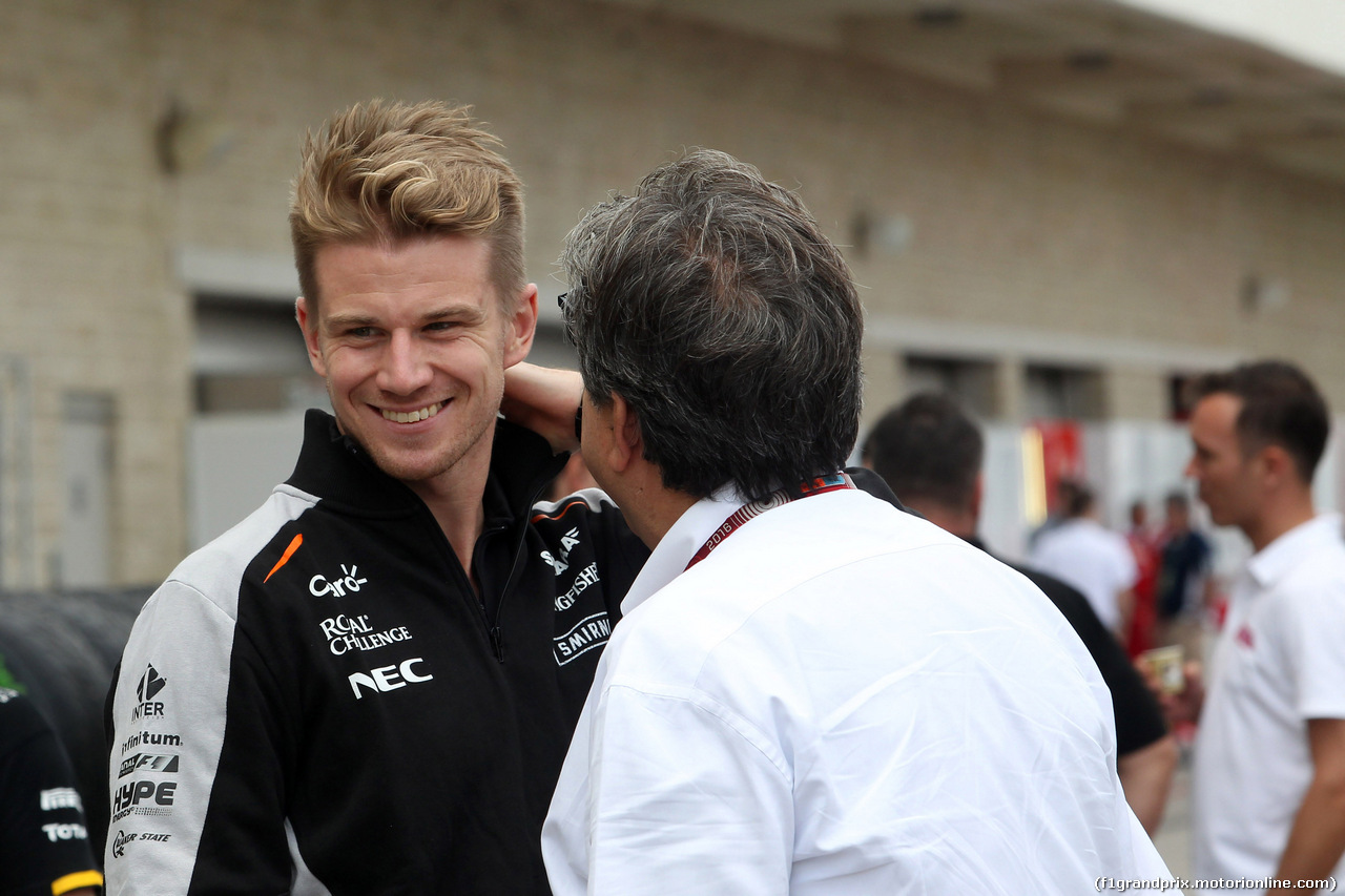 GP USA, 20.10.2016 - Nico Hulkenberg (GER) Sahara Force India F1 VJM09 e Pasquale Lattuneddu (ITA), FOM