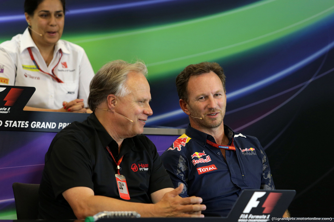 GP USA, 21.10.2016 - Conferenza Stampa, Gene Haas (USA), head of the Haas F1 Team e Christian Horner (GBR), Red Bull Racing, Sporting Director
