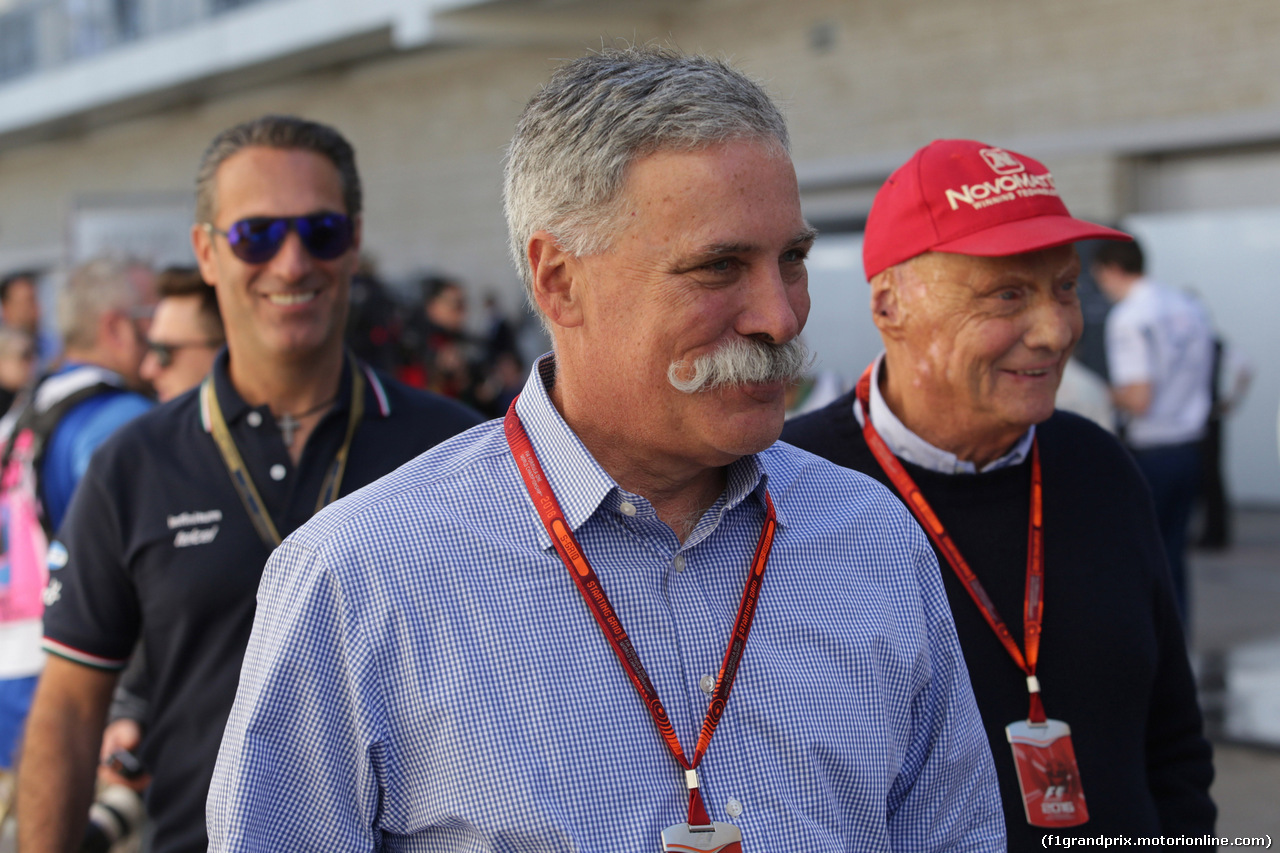 GP USA, 22.10.2016 - Chase Carey (USA) Formula One Group Chairman e Nikki Lauda (AU), Mercedes