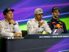 GP USA, 22.10.2016 - Qualifiche, Conferenza Stampa, Nico Rosberg (GER) Mercedes AMG F1 W07 Hybrid, Lewis Hamilton (GBR) Mercedes AMG F1 W07 Hybrid e Daniel Ricciardo (AUS) Red Bull Racing RB12