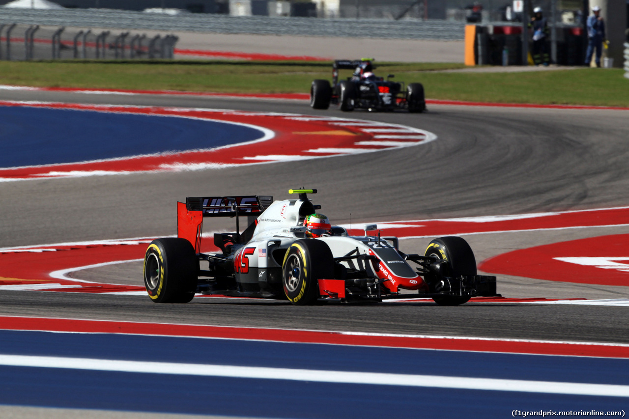 GP USA, 21.10.2016 - Prove Libere 1, Esteban Gutierrez (MEX) Haas F1 Team VF-16 e Jenson Button (GBR)  McLaren Honda MP4-31