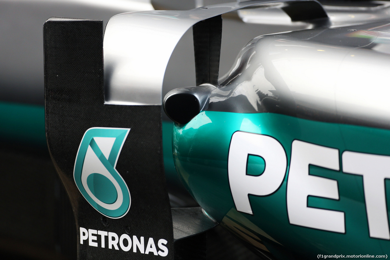 TEST F1 BARCELLONA 22 FEBBRAIO, Mercedes AMG F1 W07 Hybrid detail.
22.02.2016.