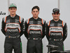 TEST F1 BARCELLONA 22 FEBBRAIO, (L to R): Nico Hulkenberg (GER) Sahara Force India F1 with Alfonso Celis Jr (MEX) Sahara Force India F1 Development Driver e Sergio Perez (MEX) Sahara Force India F1 at the Sahara Force India F1 VJM09 unveiling.
22.02.2016.