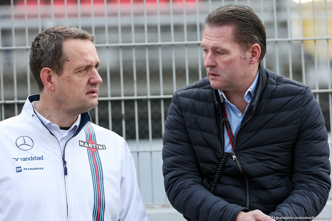 TEST F1 BARCELLONA 24 FEBBRAIO, (L to R): Steve Nielsen (GBR) Williams Sporting Manager with Jos Verstappen (NLD).
24.02.2016.