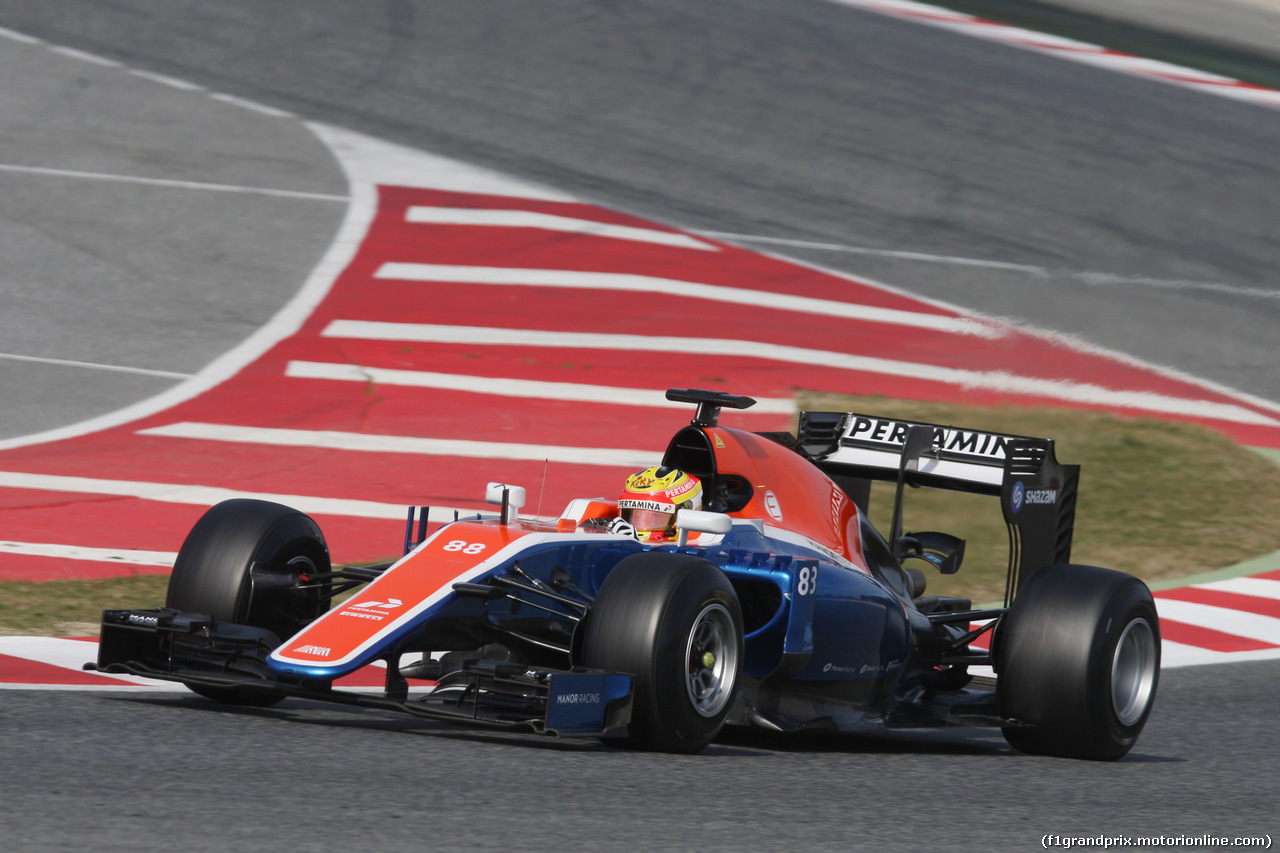 TEST F1 BARCELLONA 24 FEBBRAIO, Rio Haryanto (IDN) Manor Racing MRT05.
24.02.2016.