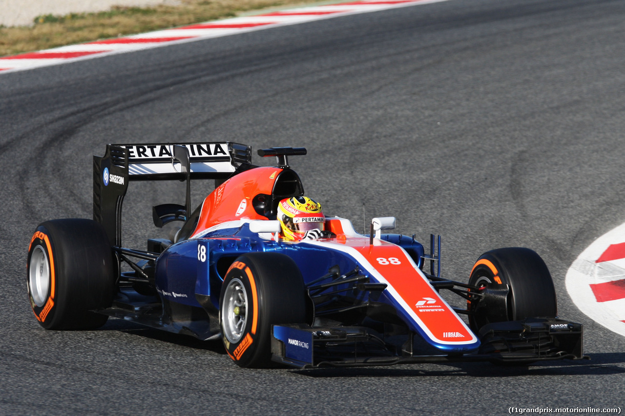 TEST F1 BARCELLONA 24 FEBBRAIO, Rio Haryanto (IDN) Manor Racing MRT05.
24.02.2016.