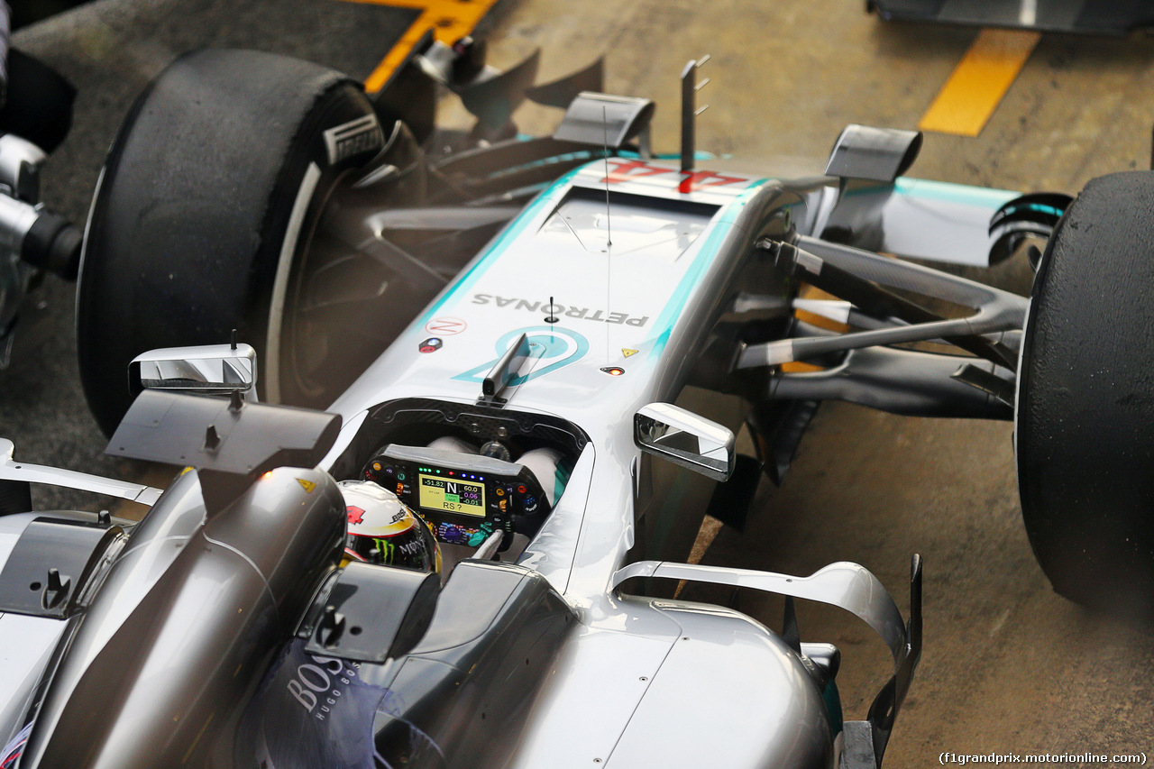 TEST F1 BARCELLONA 2 MARZO, Lewis Hamilton (GBR) Mercedes AMG F1 W07 Hybrid in the pits.
02.03.2016.