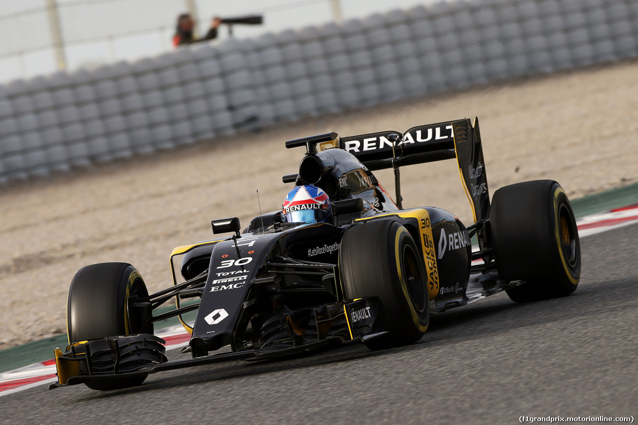 TEST F1 BARCELLONA 3 MARZO, Jolyon Palmer (GBR) Renault Sport F1 Team RS16.
03.03.2016.