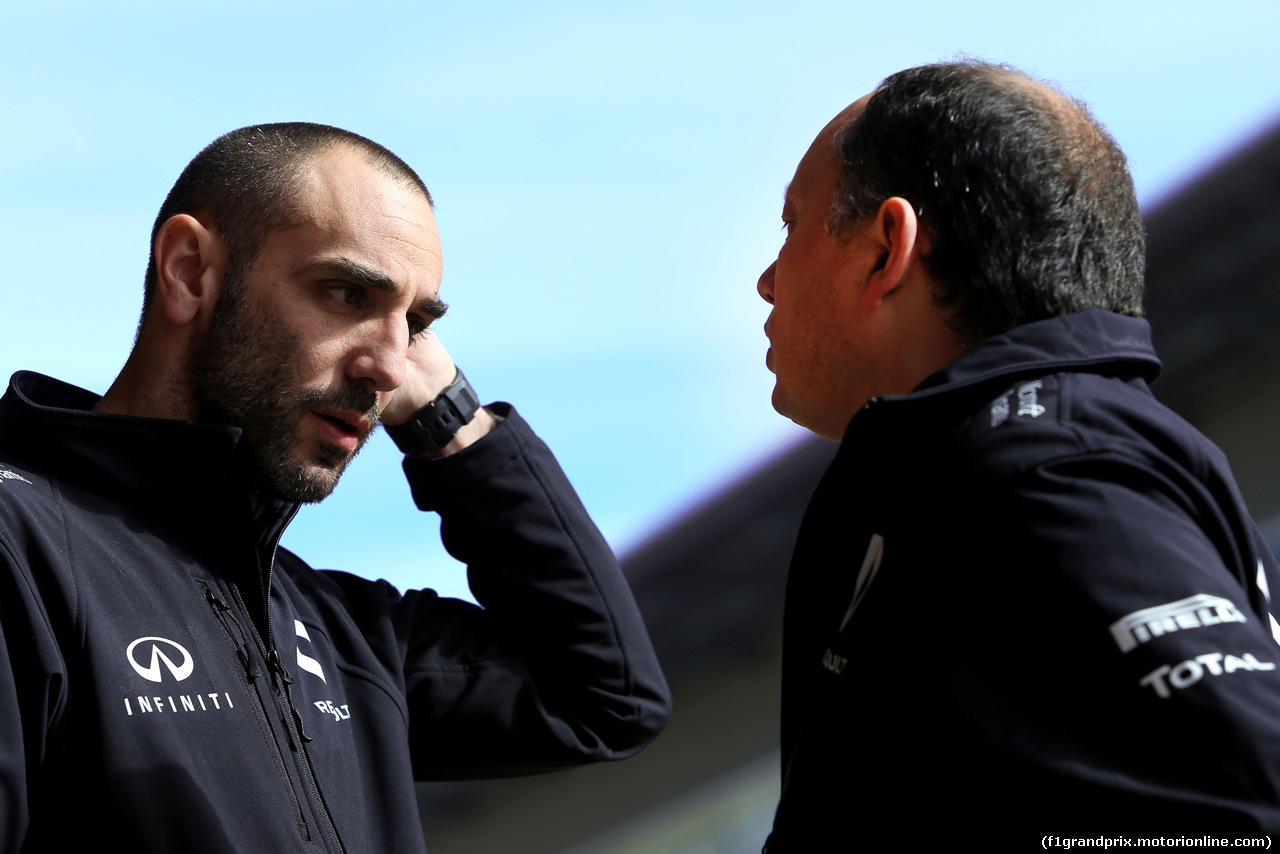 TEST F1 BARCELLONA 3 MARZO, Cyril Abiteboul (FRA), Renault Sport F1 Team e Frederic Vasseur (FRA), Renault Sport F1 Team, Racing Director 
03.03.2016.