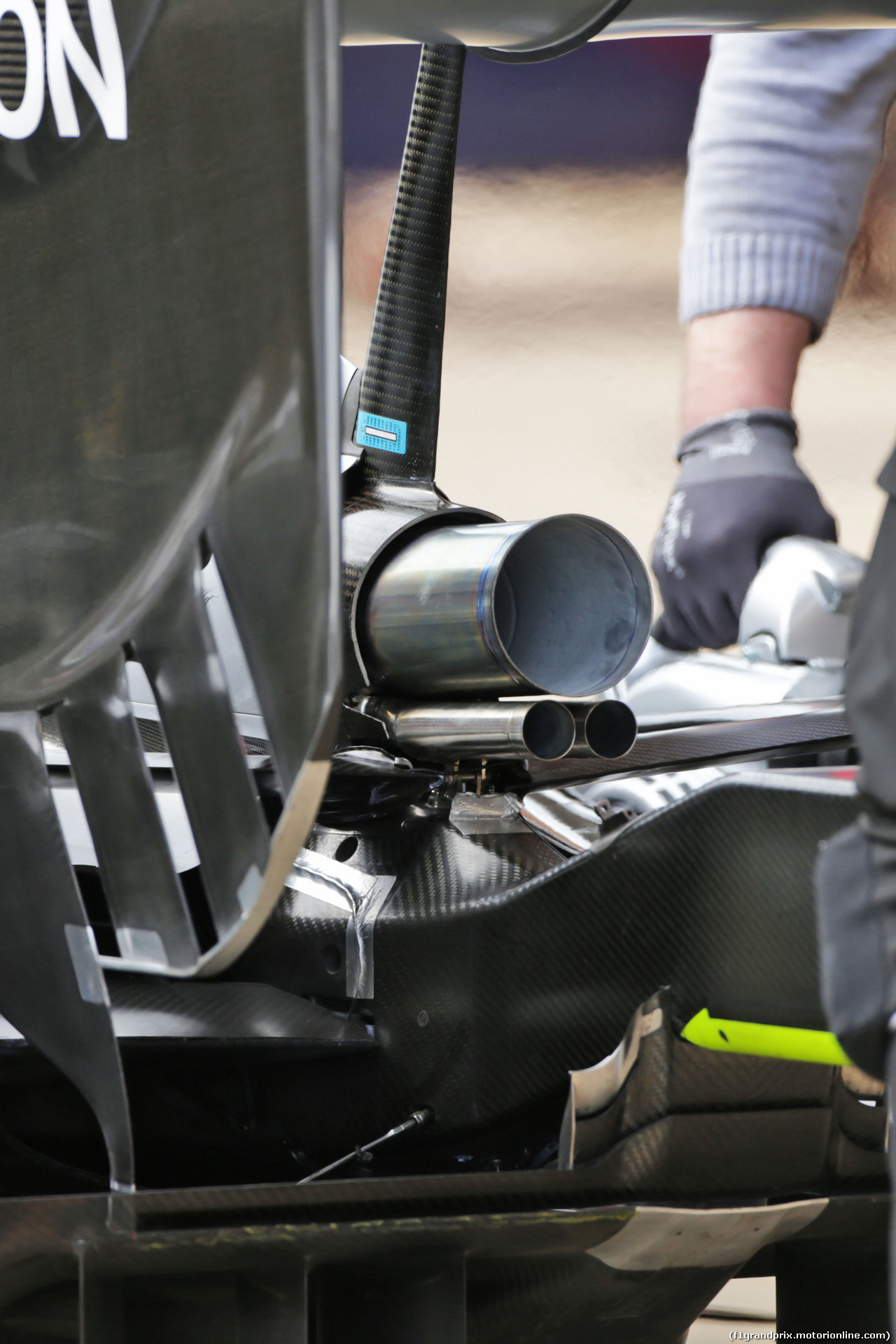 TEST F1 BARCELLONA 3 MARZO, Mercedes AMG F1 W07 Hybrid exhaust detail.
03.03.2016.