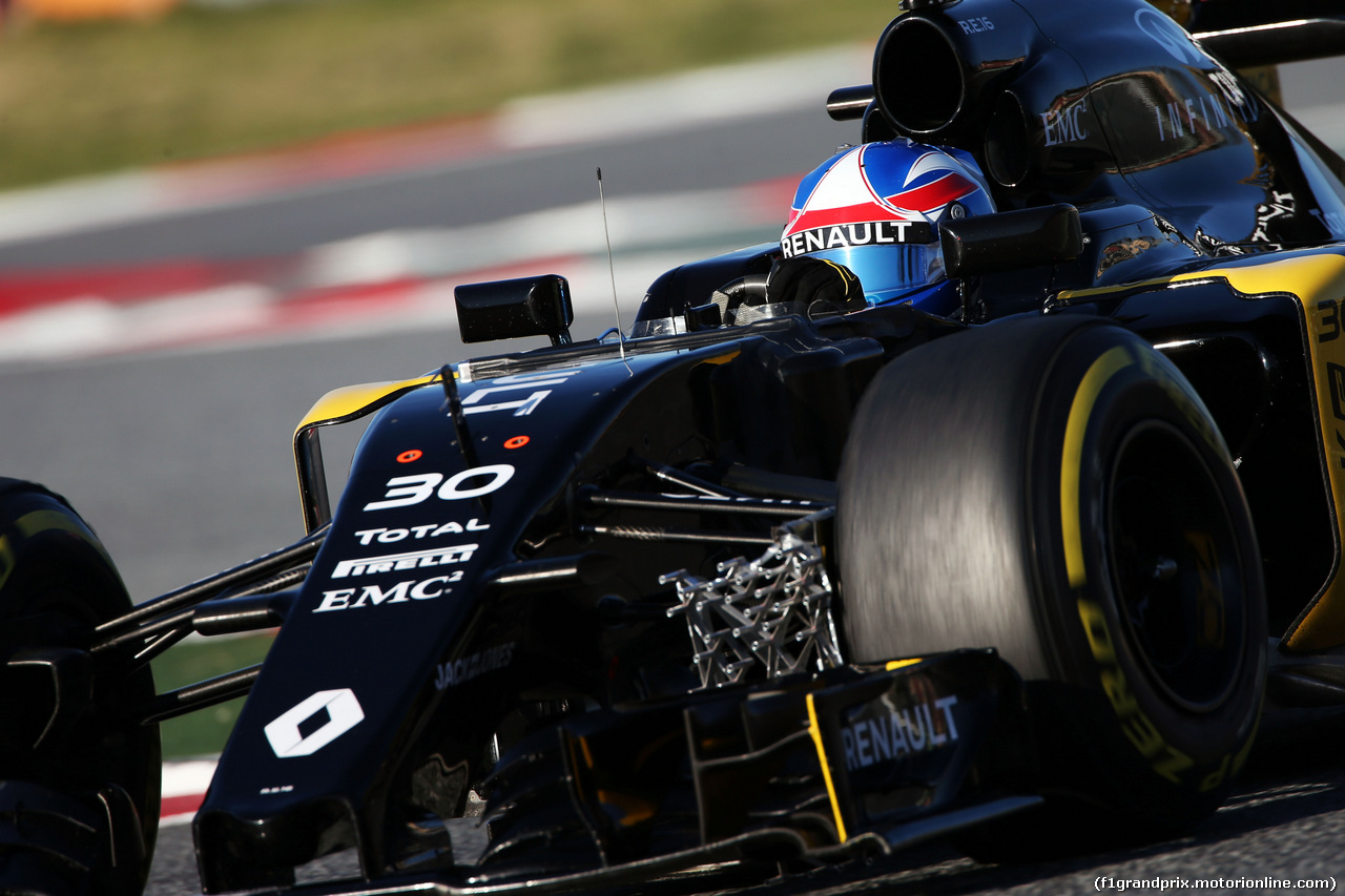 TEST F1 BARCELLONA 4 MARZO, Jolyon Palmer (GBR) Renault Sport F1 Team RS16 running sensor equipment.
04.03.2016.