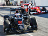 TEST F1 BARCELLONA 4 MARZO, Jenson Button (GBR) McLaren MP4-31 with sensor equipment as Sebastian Vettel (GER) Ferrari SF16-H running the Halo cockpit cover leaves the pits.
04.03.2016.