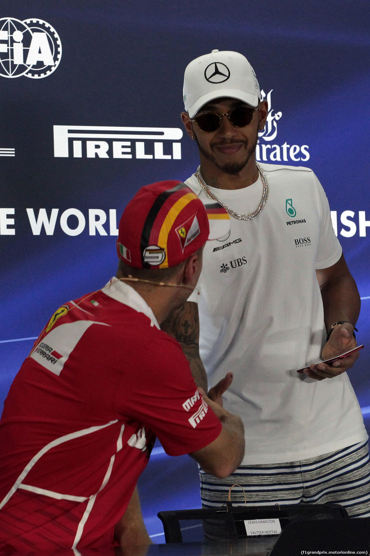 GP ABU DHABI, 23.11.2017 -  Conferenza Stampa, Sebastian Vettel (GER) Ferrari SF70H e Lewis Hamilton (GBR) Mercedes AMG F1 W08