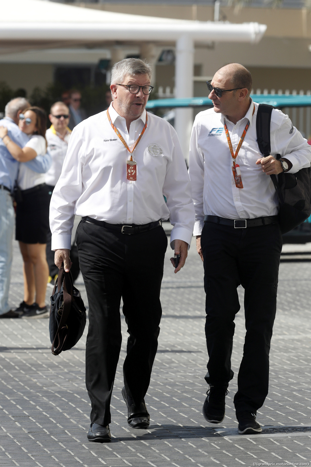 GP ABU DHABI, 25.11.2017 - (L-R) Ross Brawn (GBR) Formula One Managing Director of Motorsports e Bruno Michel (FRA) F2 CEO