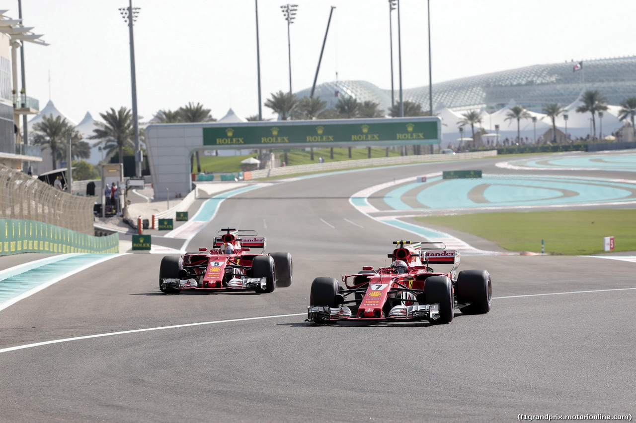 GP ABU DHABI, 24.11.2017 - Prove Libere 1, Sebastian Vettel (GER) Ferrari SF70H e Kimi Raikkonen (FIN) Ferrari SF70H