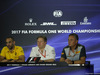 GP ABU DHABI, 24.11.2017 - Conferenza Stampa, Cyril Abiteboul (FRA) Renault Sport F1 Managing Director, Zak Brown (USA) McLaren Executive Director e Mario Isola (ITA), Pirelli Racing Manager