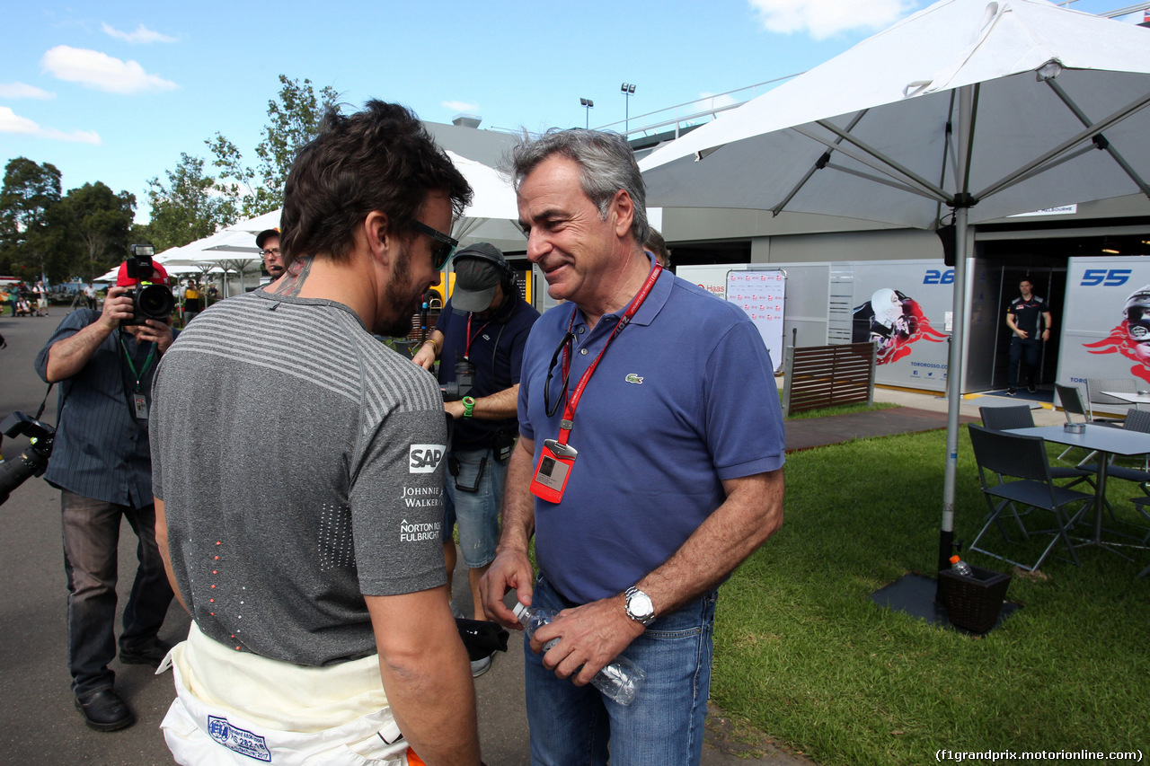 GP AUSTRALIA, 23.03.2017 - Fernando Alonso (ESP) McLaren MCL32 e Carlos Sainz (ESP) WRC Champion former