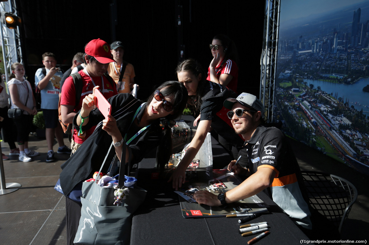 GP AUSTRALIA, 23.03.2017 - Autograph session, Sergio Perez (MEX) Sahara Force India F1 VJM010