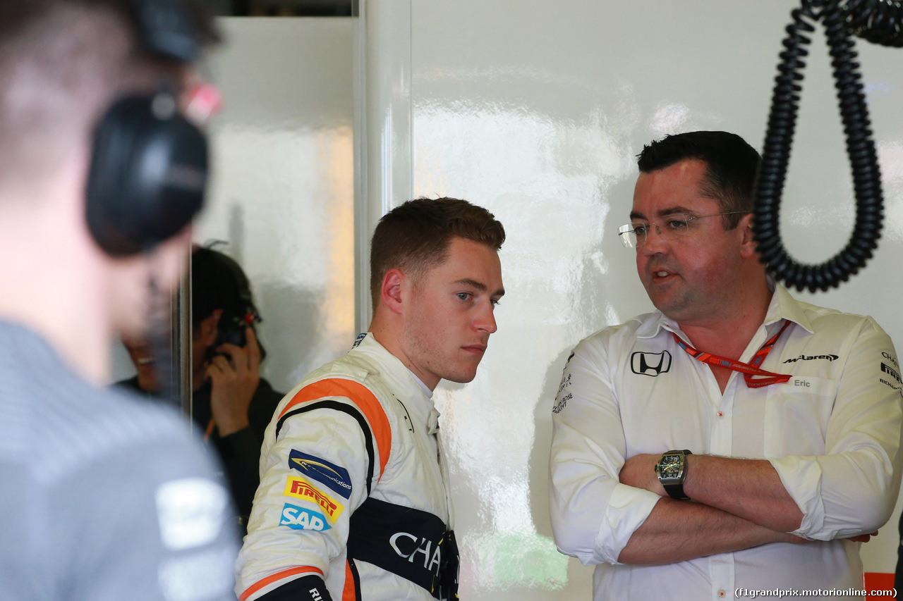 GP AUSTRALIA, 24.03.2017 - Prove Libere 1, Stoffel Vandoorne (BEL) McLaren MCL32 e Eric Boullier (FRA) McLaren Racing Director