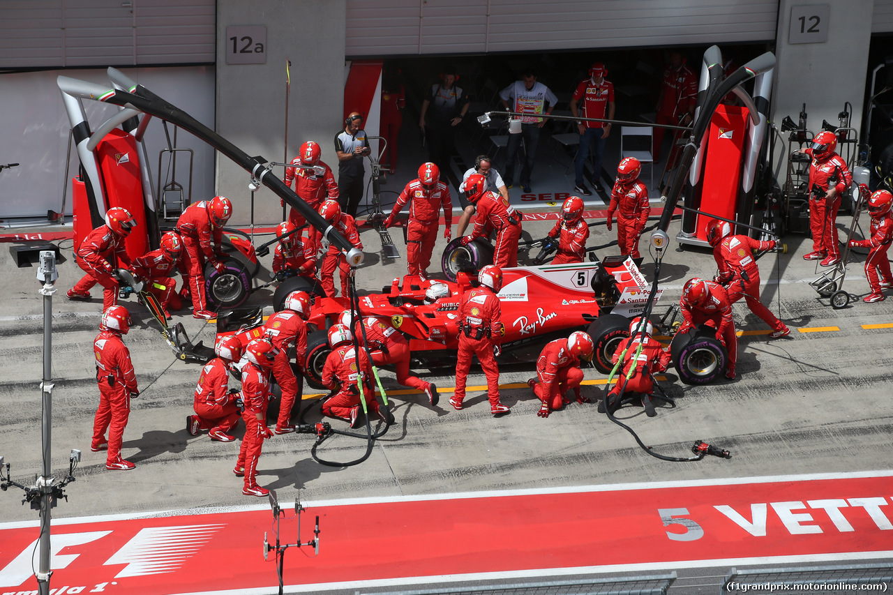 GP AUSTRIA, 09.07.2017- Sebastian Vettel (GER) Ferrari SF70H during pit stop