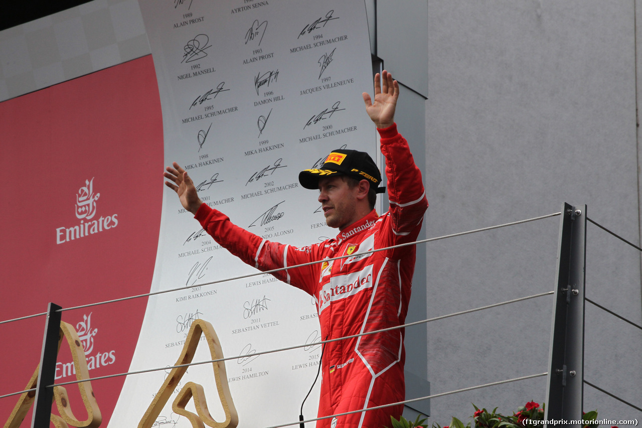 GP AUSTRIA, 09.07.2017- Podium, 2nd place Sebastian Vettel (GER) Ferrari SF70H
