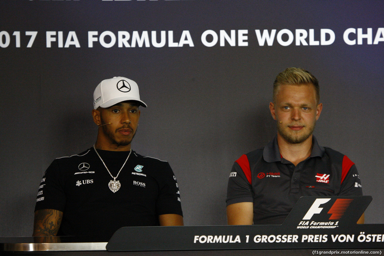 GP AUSTRIA, 06.07.2017- Giovedi' Press Conference, Lewis Hamilton (GBR) Mercedes AMG F1 W08 , Kevin Magnussen (DEN) Haas F1 Team VF-17