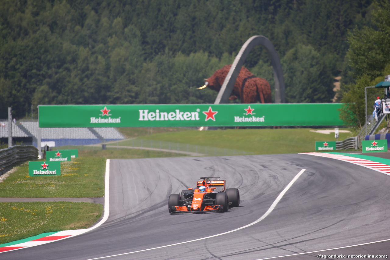 GP AUSTRIA, 07.07.2017- Prove Libere 1, Fernando Alonso (ESP) McLaren Honda MCL32
