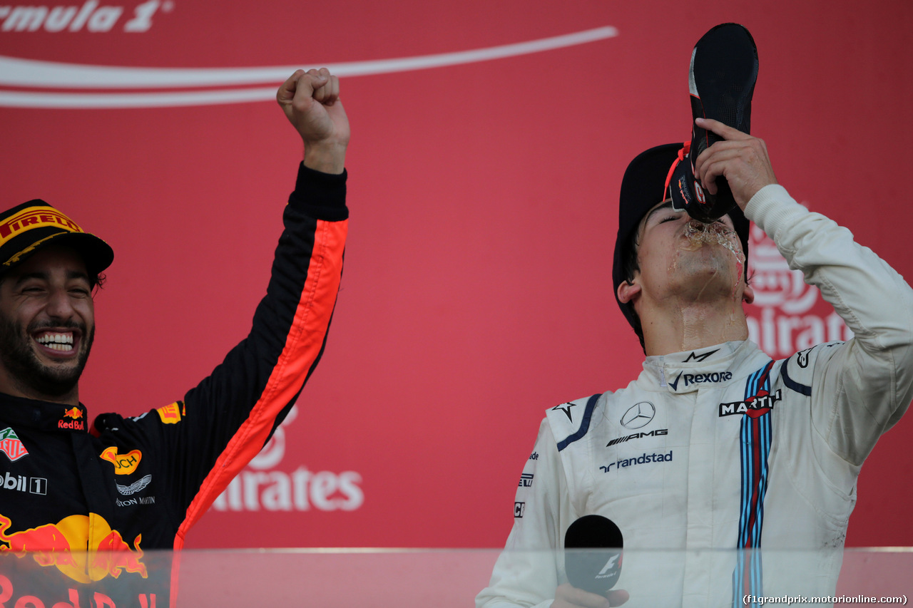 GP AZERBAIJAN, 25.06.2017 - Gara, Daniel Ricciardo (AUS) Red Bull Racing RB13 vincitore e 3rd place Lance Stroll (CDN) Williams FW40