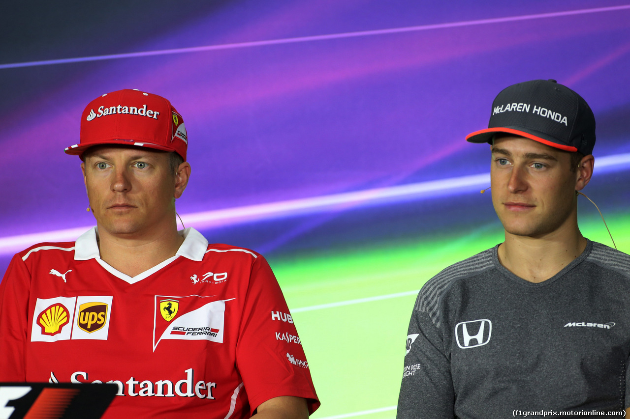 GP AZERBAIJAN, 22.06.2017 - Conferenza Stampa, Kimi Raikkonen (FIN) Ferrari SF70H e Stoffel Vandoorne (BEL) McLaren MCL32
