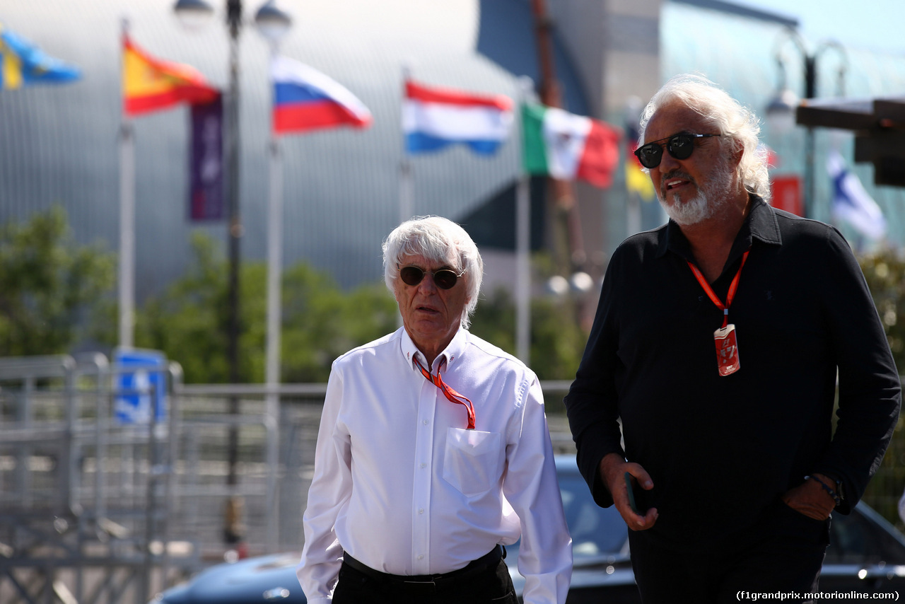 GP AZERBAIJAN, 24.06.2017 - Prove Libere 3, Bernie Ecclestone (GBR) e Flavio Briatore (ITA)
