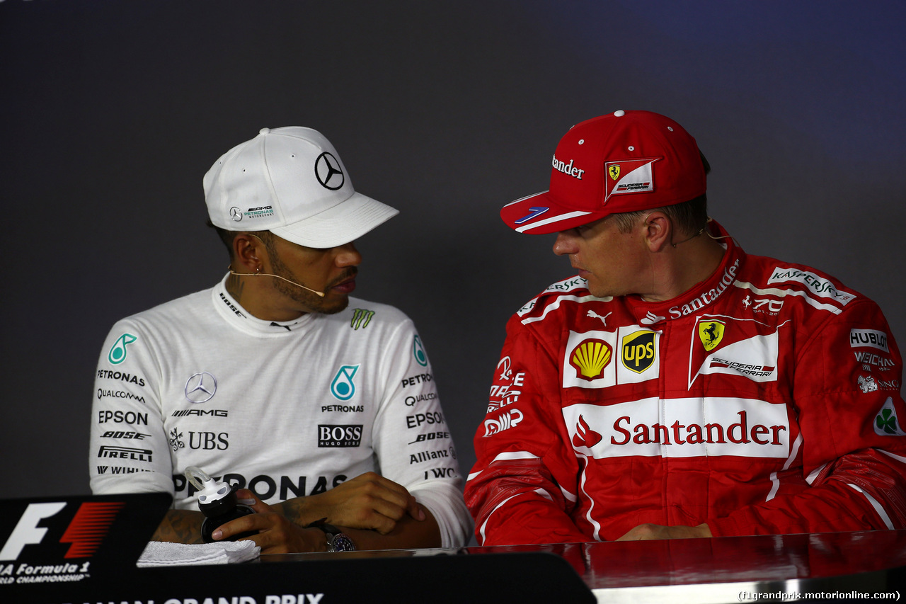 GP AZERBAIJAN, 24.06.2017 - Qualifiche, Conferenza Stampa, Lewis Hamilton (GBR) Mercedes AMG F1 W08 e Kimi Raikkonen (FIN) Ferrari SF70H