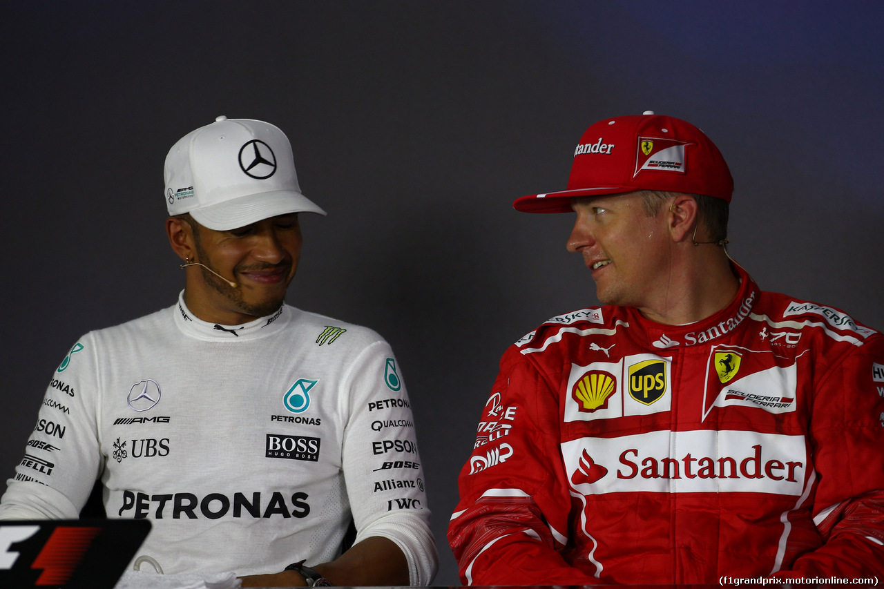 GP AZERBAIJAN, 24.06.2017 - Qualifiche, Conferenza Stampa, Lewis Hamilton (GBR) Mercedes AMG F1 W08 e Kimi Raikkonen (FIN) Ferrari SF70H