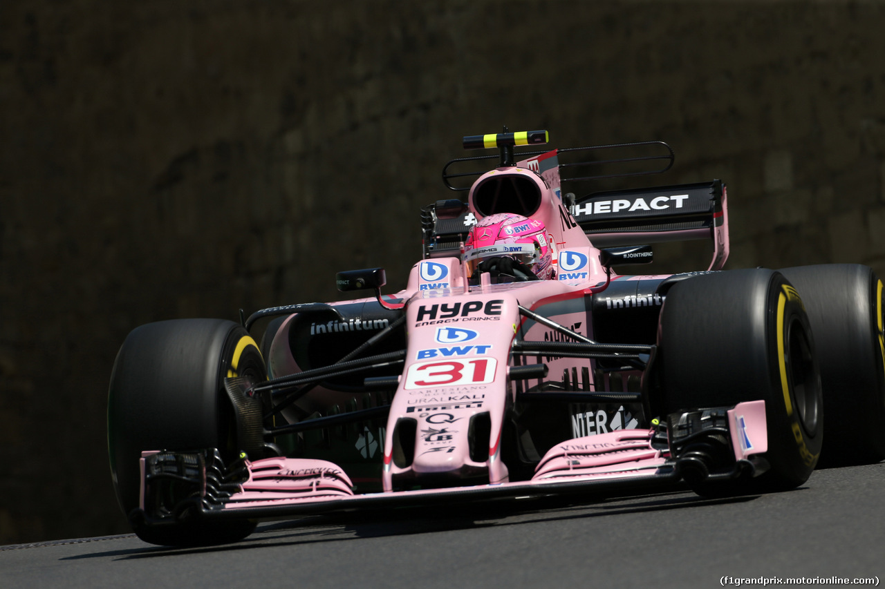 GP AZERBAIJAN, 23.06.2017 - Prove Libere 1, Esteban Ocon (FRA) Sahara Force India F1 VJM10