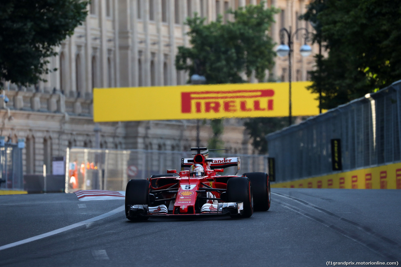 GP AZERBAIJAN, 23.06.2017 - Prove Libere 2, Sebastian Vettel (GER) Ferrari SF70H